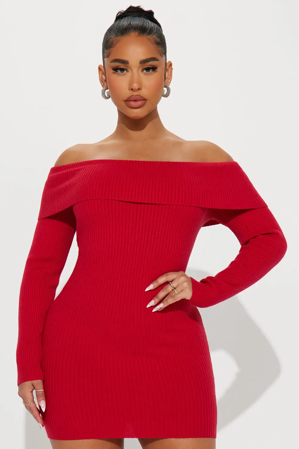 Violet Sweater Mini Dress - Red