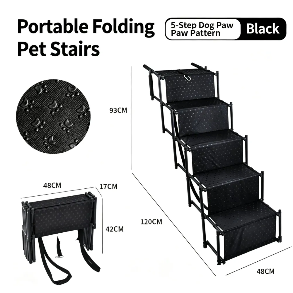 Foldable Pet Ramp—Dog Ladder—Outdoor Car Dog Stairs for SUV Sedan