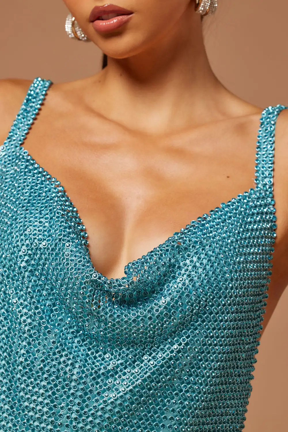 Leia Chainmail Mini Dress - Turquoise
