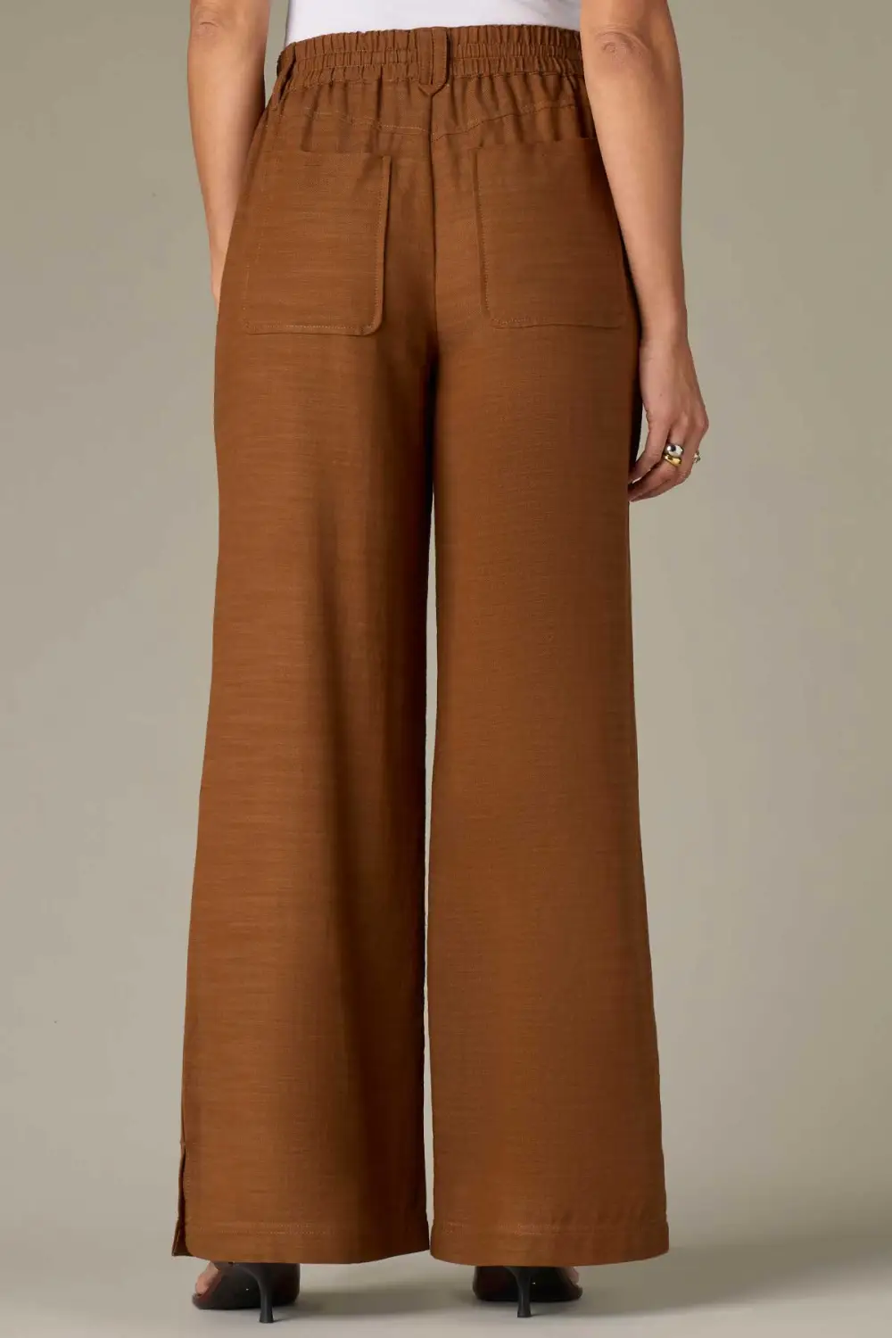  V-yoke Side Panel Wide Leg Pants Self