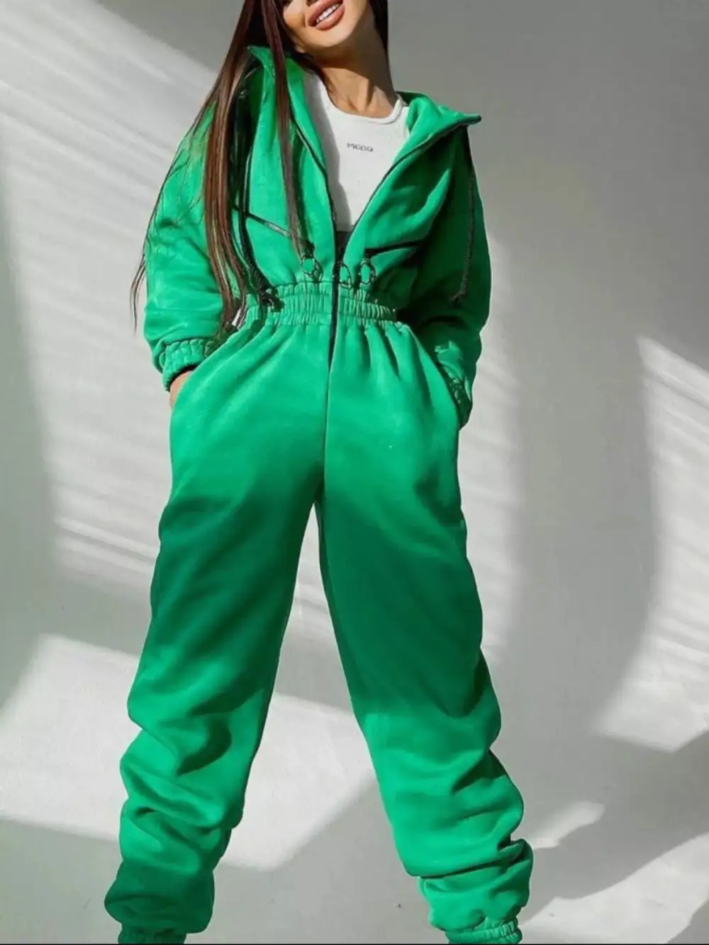 Hooded Zip Jumpsuit