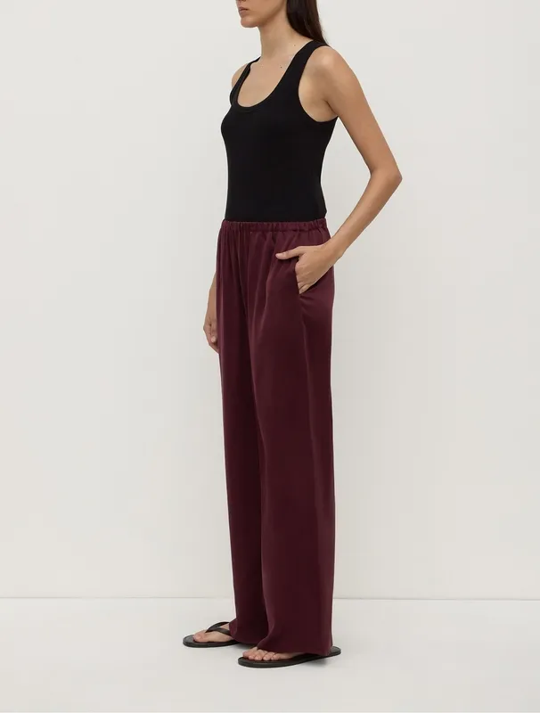 Merlot Silk Wide-Leg Pant