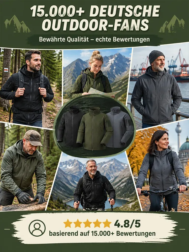 Men's Softshell Jacket Set Windproof Water-Resistant Fleece-Lined Durable