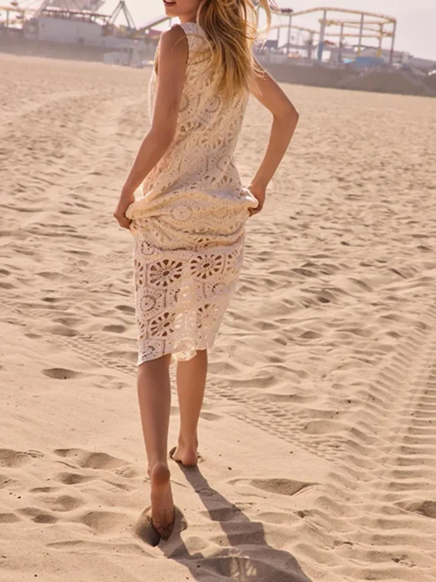 Cotton Casual Hollow Dress For Women