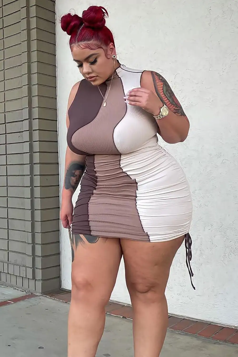 Seam What You Say Mini Dress - Brown/combo