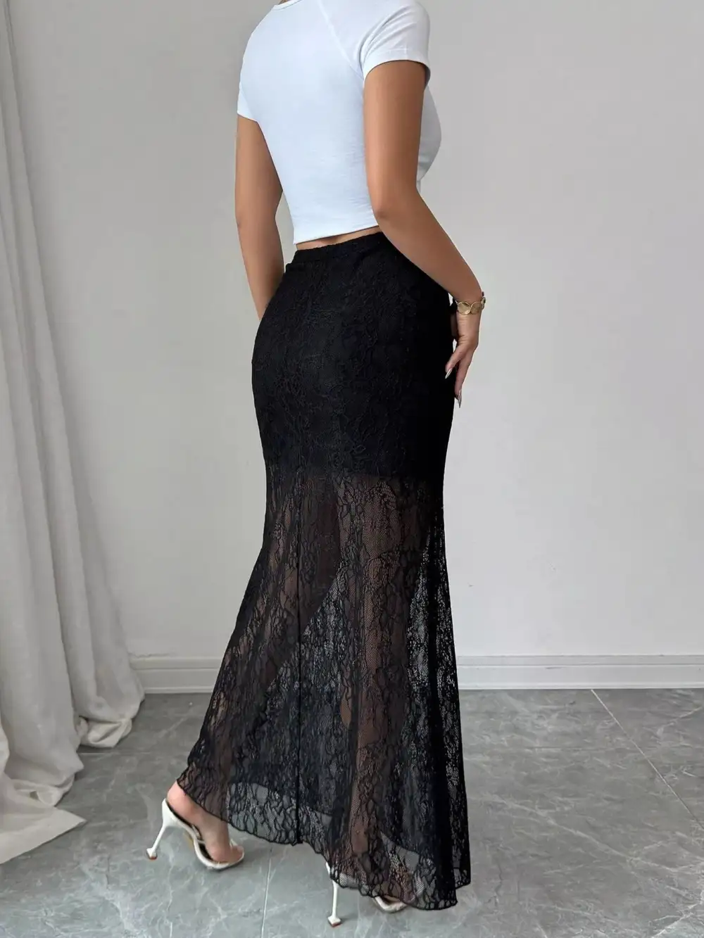 Lace Ed Maxi Skirt