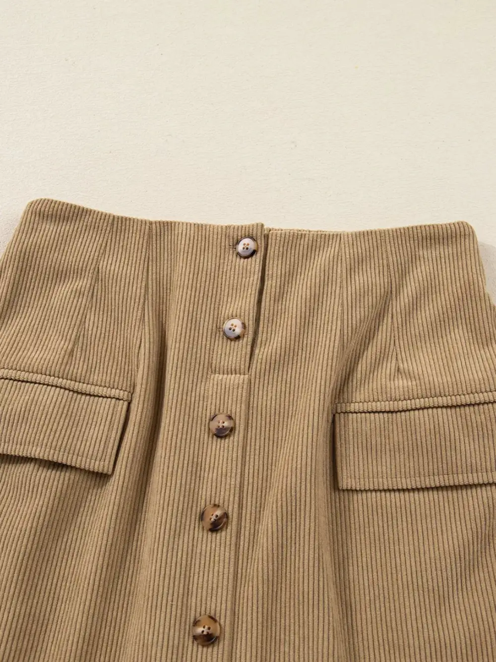 Button Front Corduroy Mini Skirt
