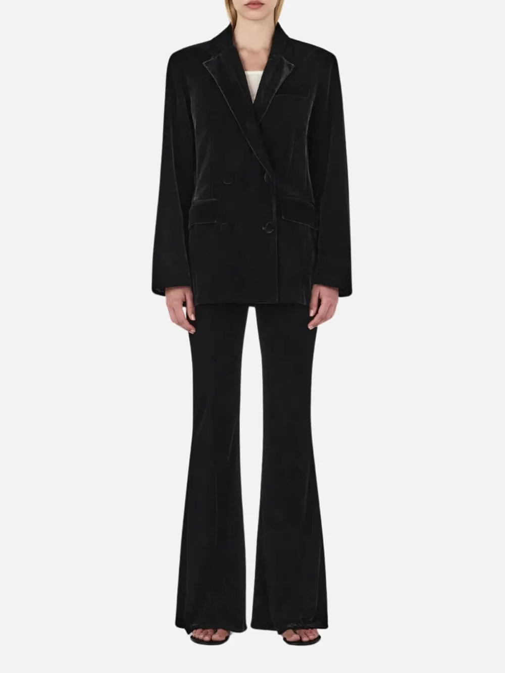 Velvet Plain Long Sleeve Blazer