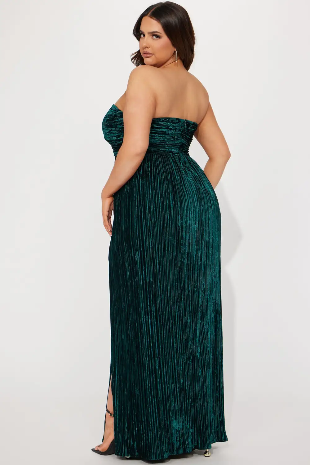 Mila Velvet Plisse Maxi Dress - Hunter
