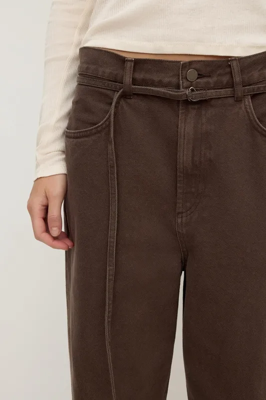 Dark Ganache Loose-Fit Tie-Waist Jeans