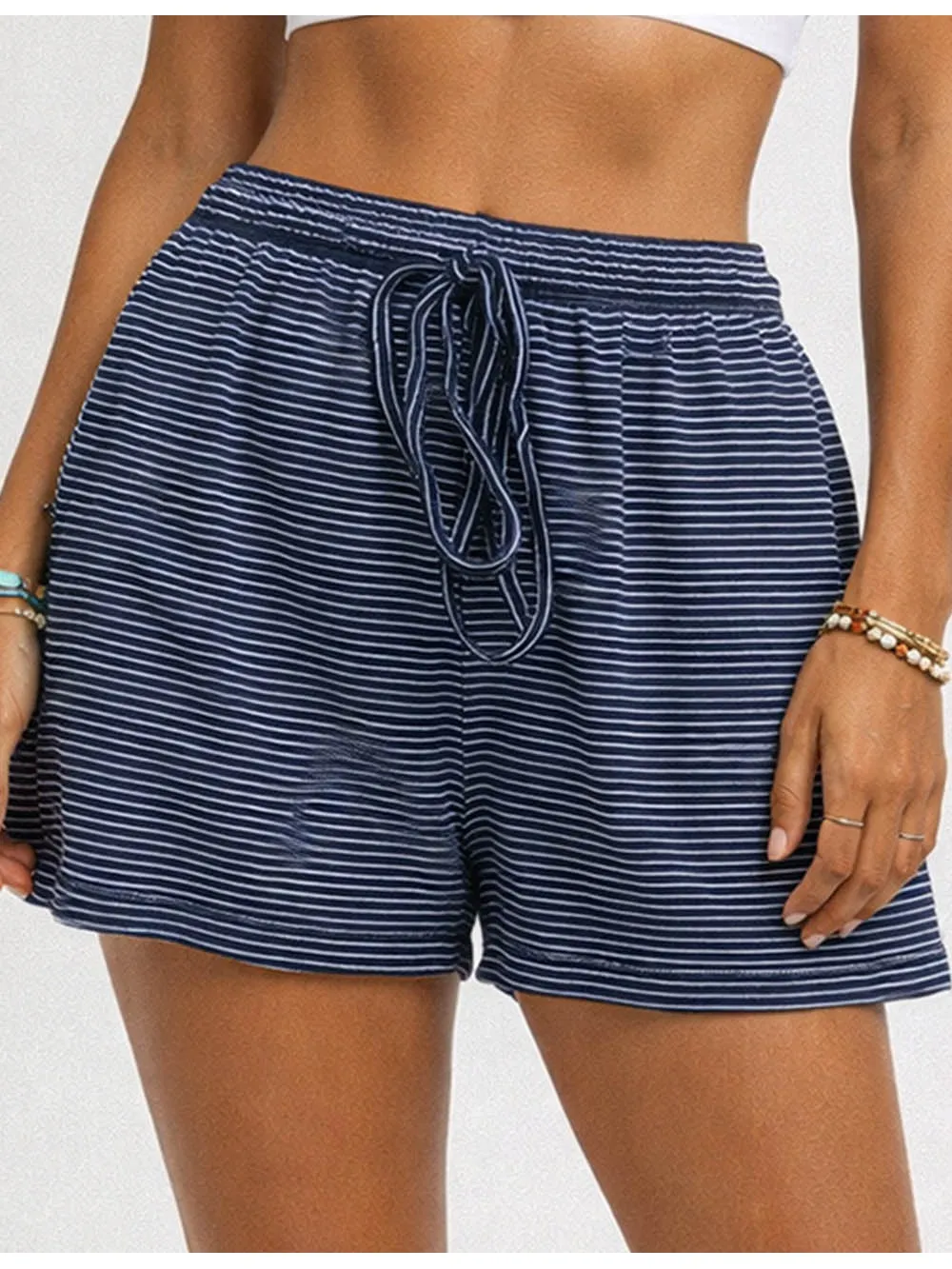 Elastic Waist Pocket Wide Leg Shorts