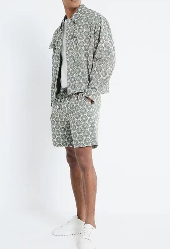 Men's Green Floral Embroidered Jacket