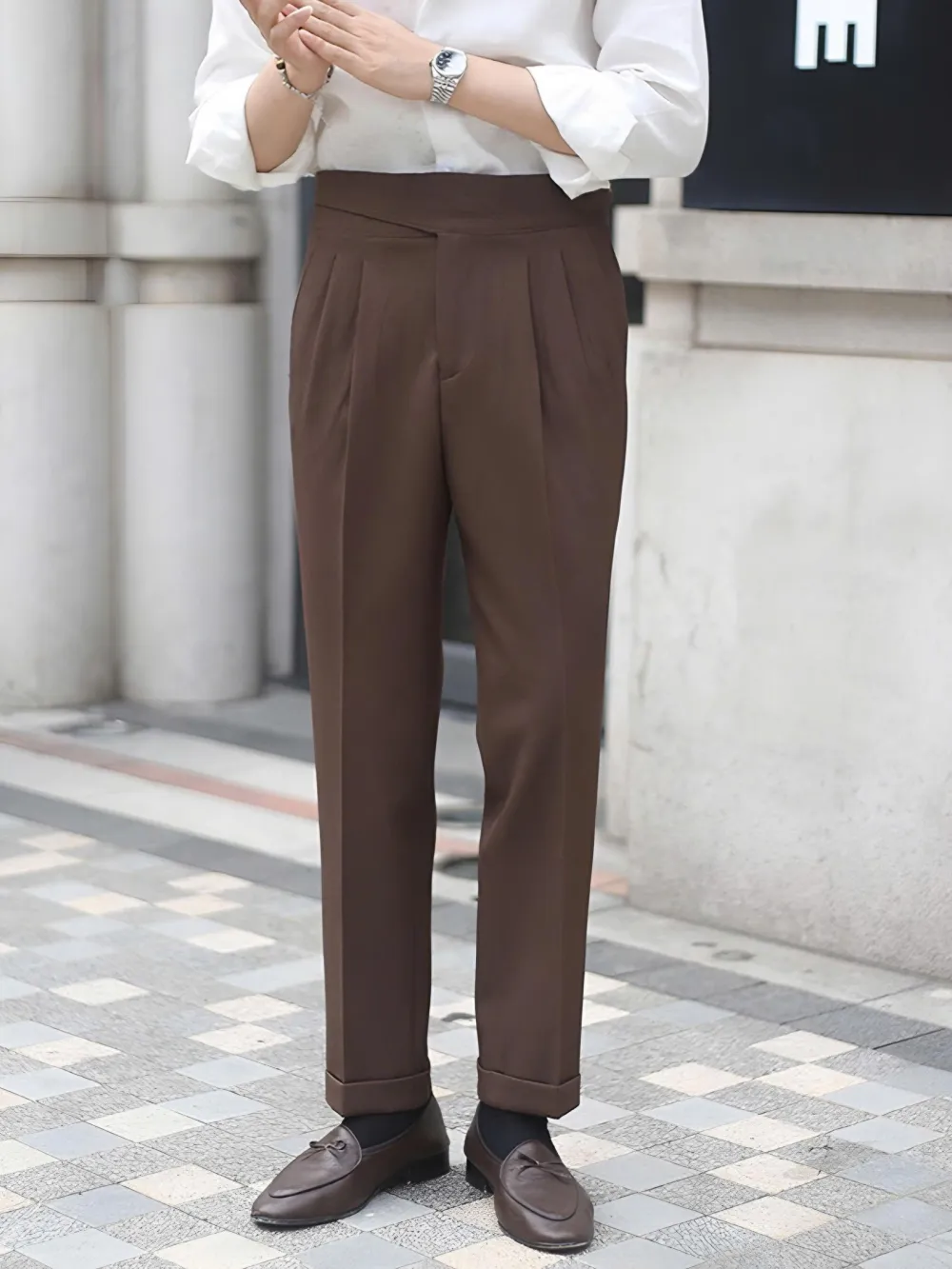 Double Pleat Corduroy Trousers