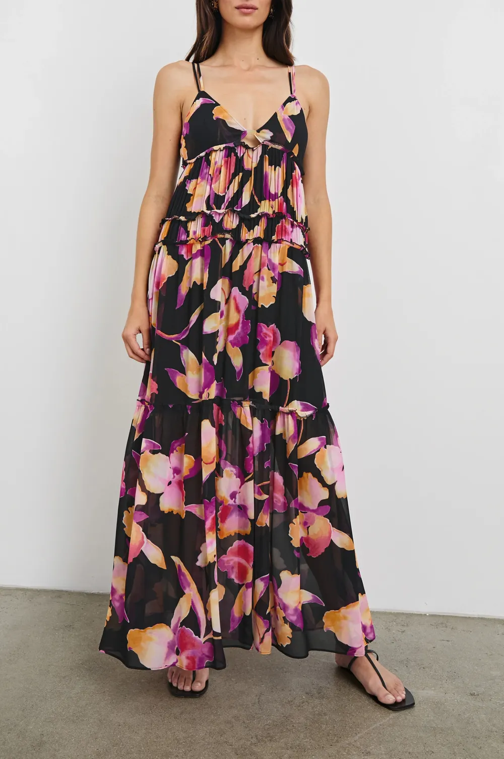 Gradient-Color V-Neck Casual Dress