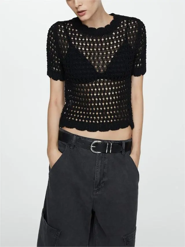 Knitted jumper with openwork details