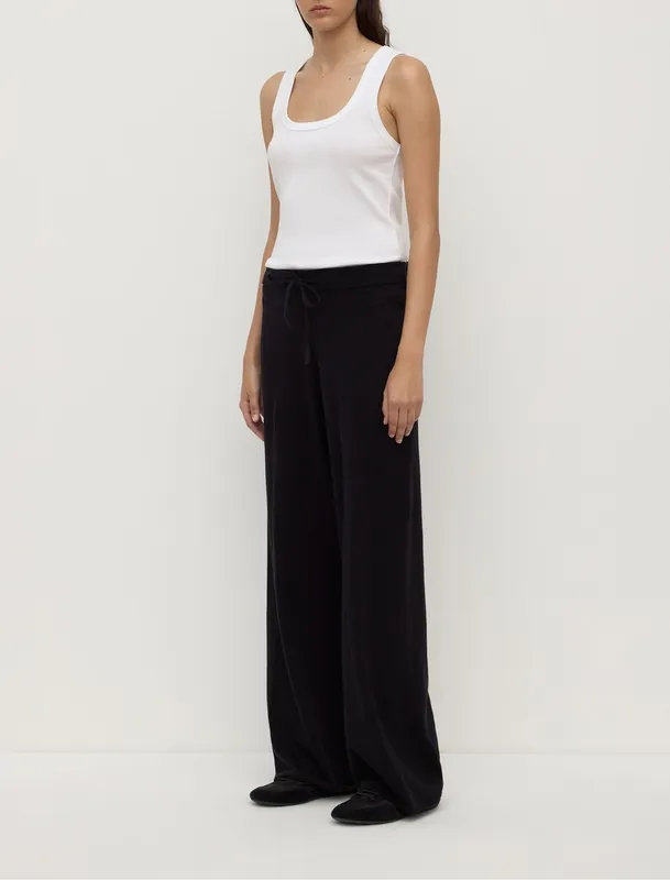 Black Cotton Cashmere Lounge Pant