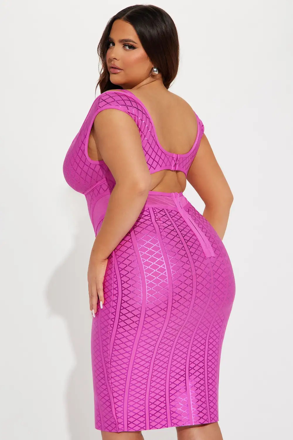 Steph Metallic Bandage Midi Dress - Pink
