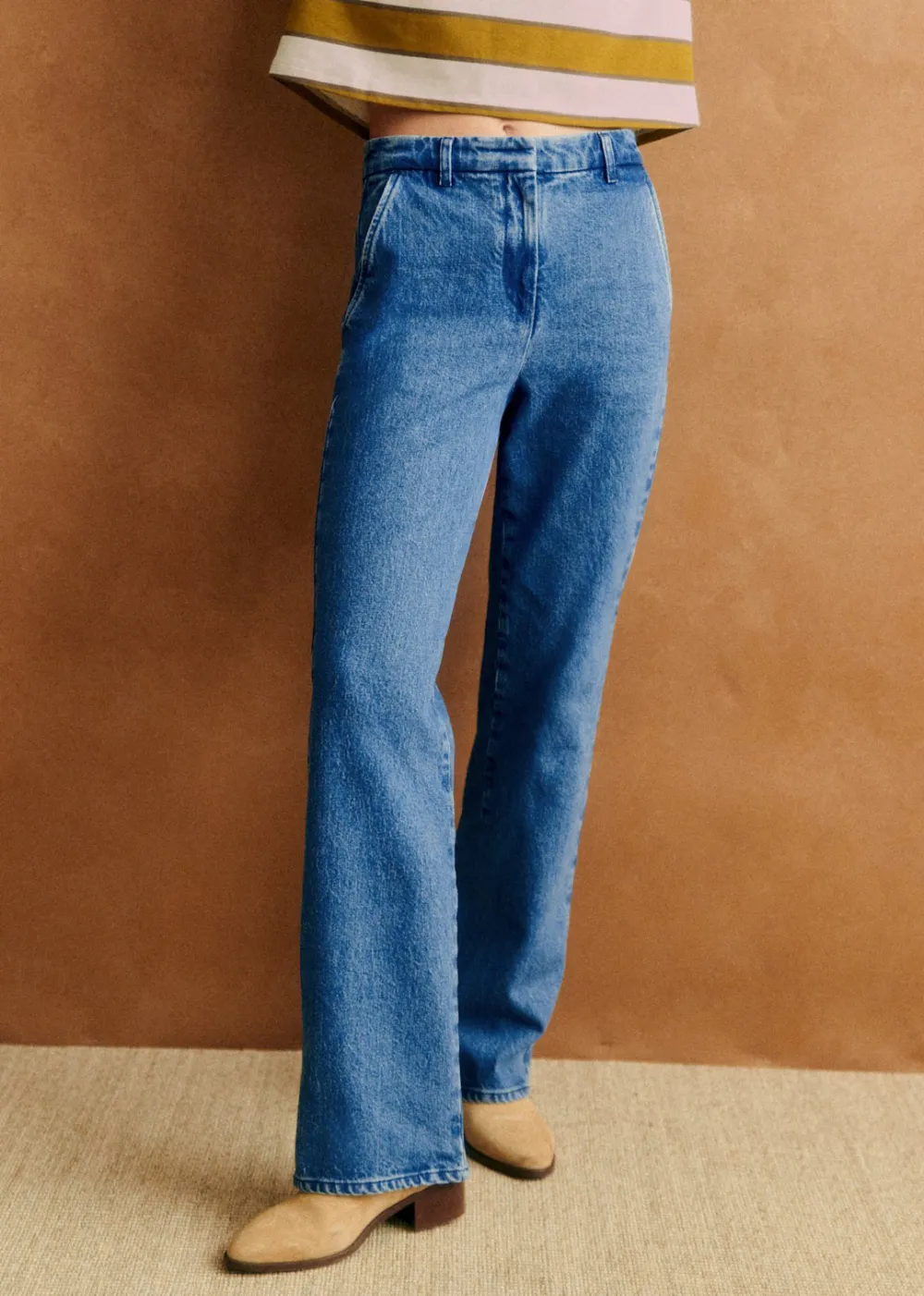 High Waist Flared Denim Trousers