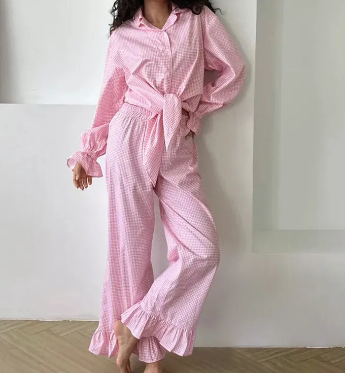 Pajama Plaid Long Sleeve Set