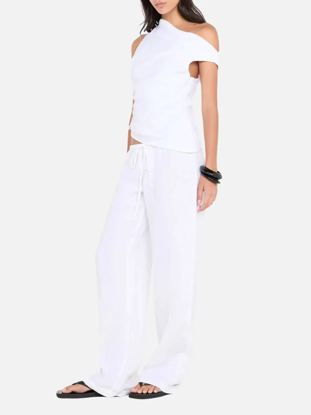 Linen Wide Leg Pants - White