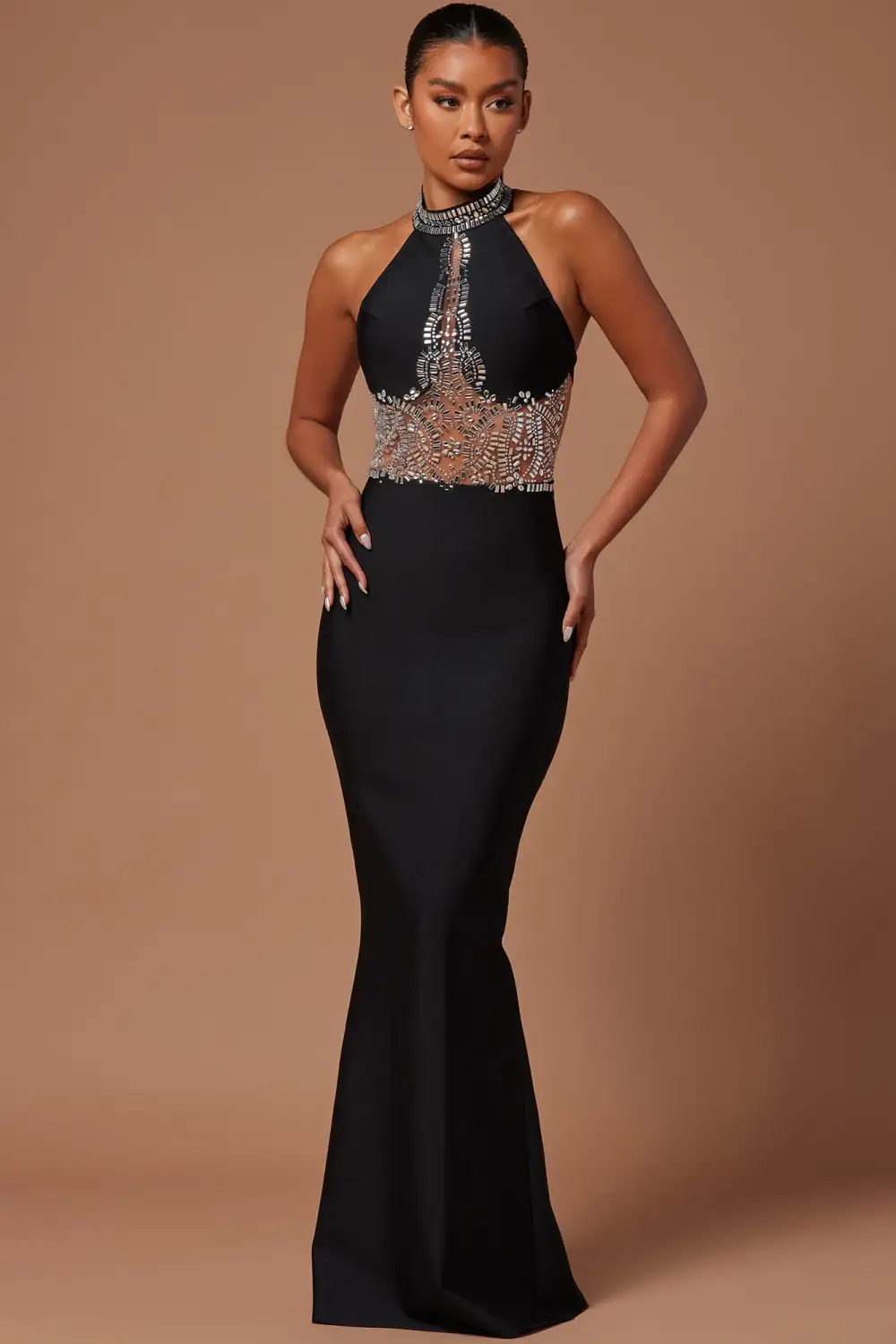 Amira Embellished Gown - Black