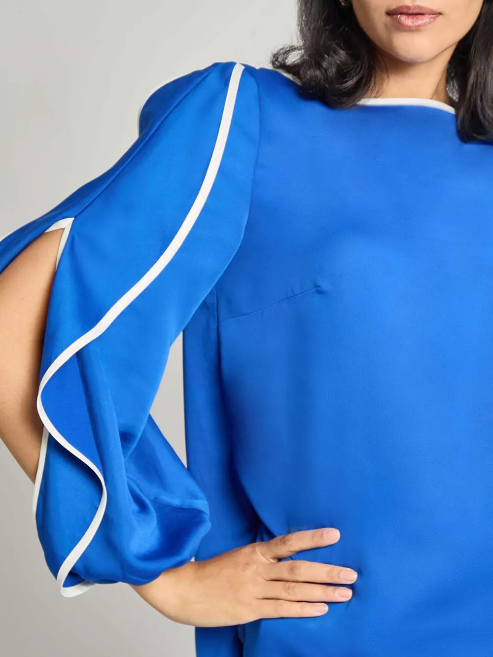 Sleeve Slit Boat Collar Shirt