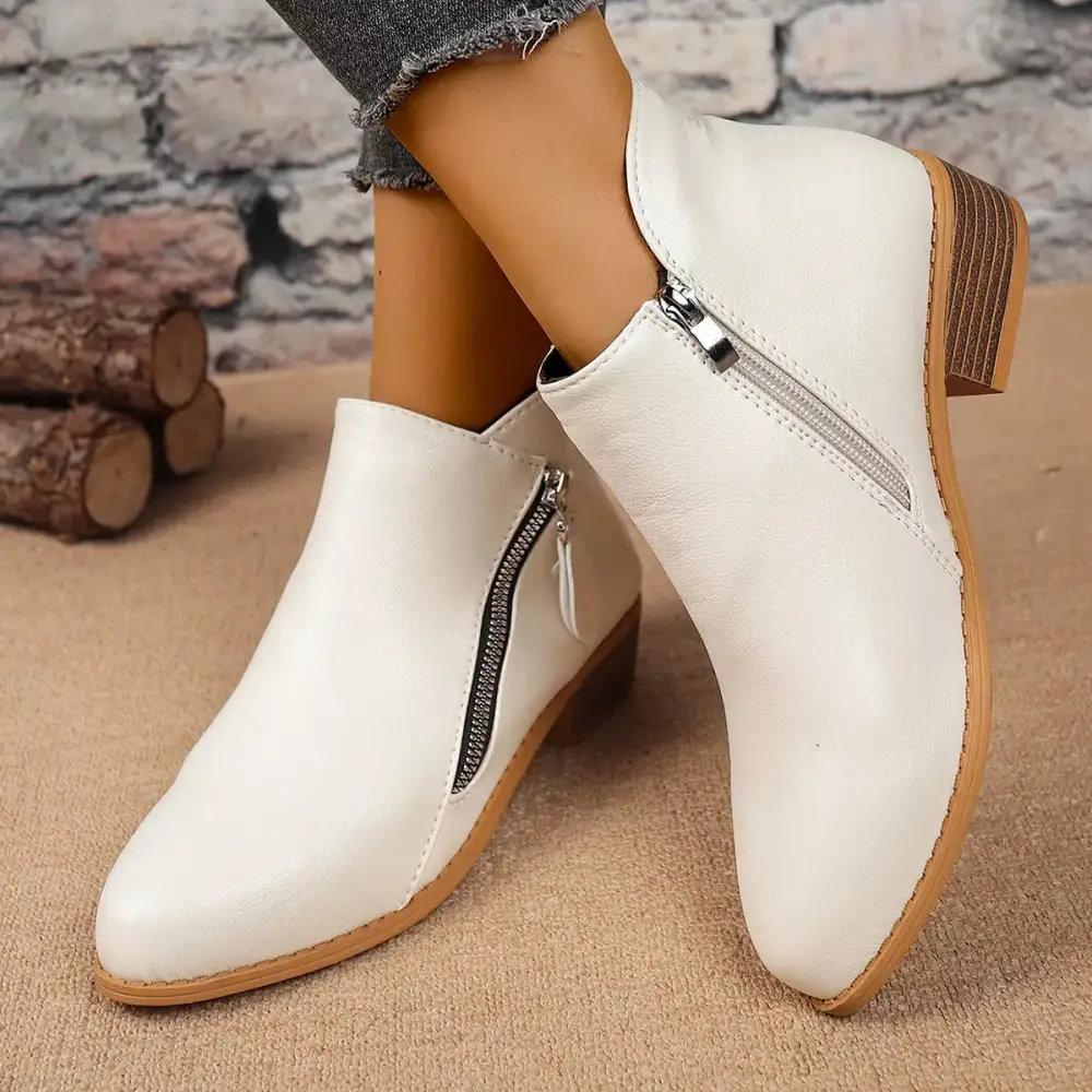 Side-Zip Block Heel Boots