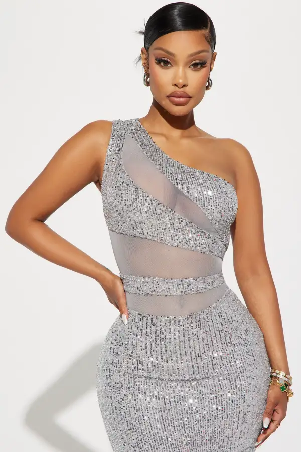 You Need To Cut It Maxi Dress - Silver