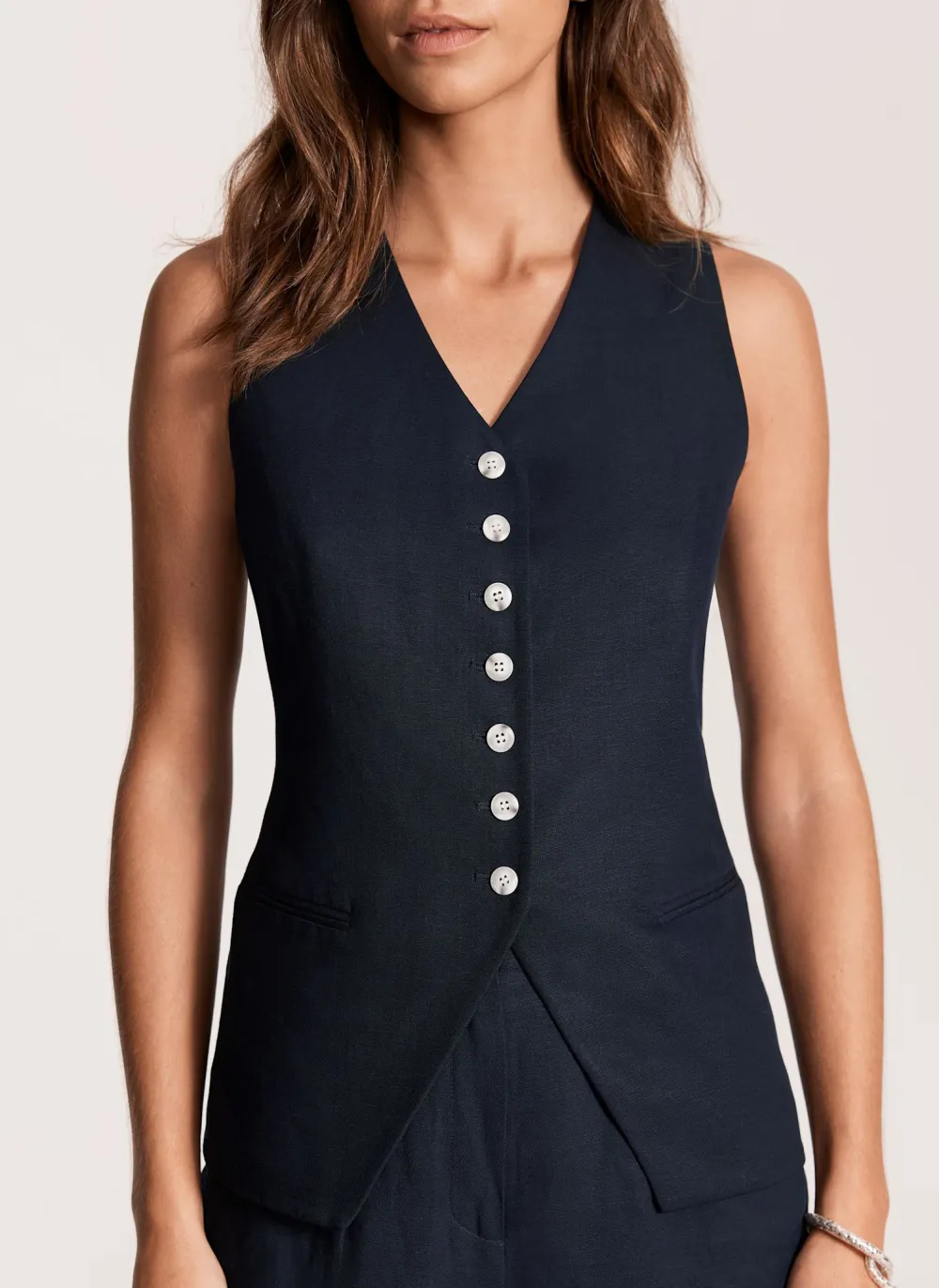 Casual Style Linen Blend Waistcoat