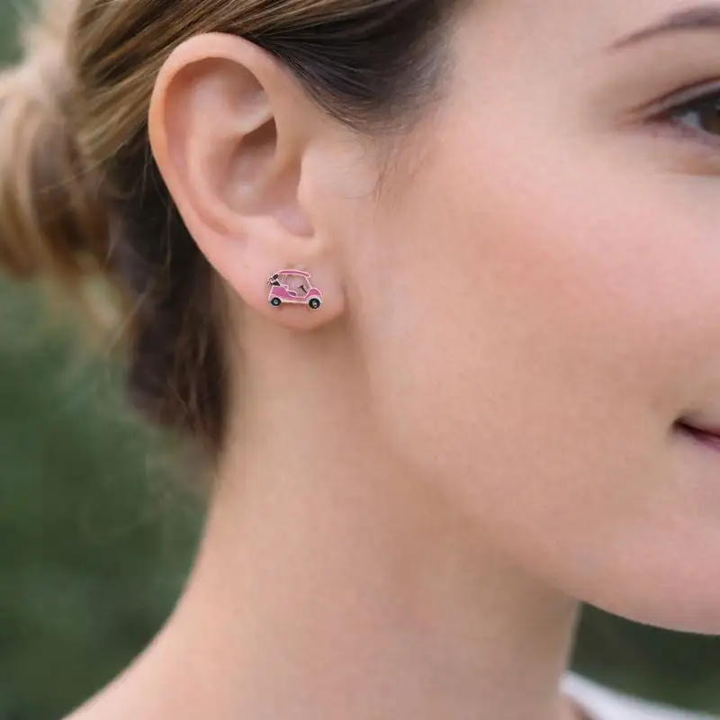 Golf Cart Signature Enamel Stud Earrings