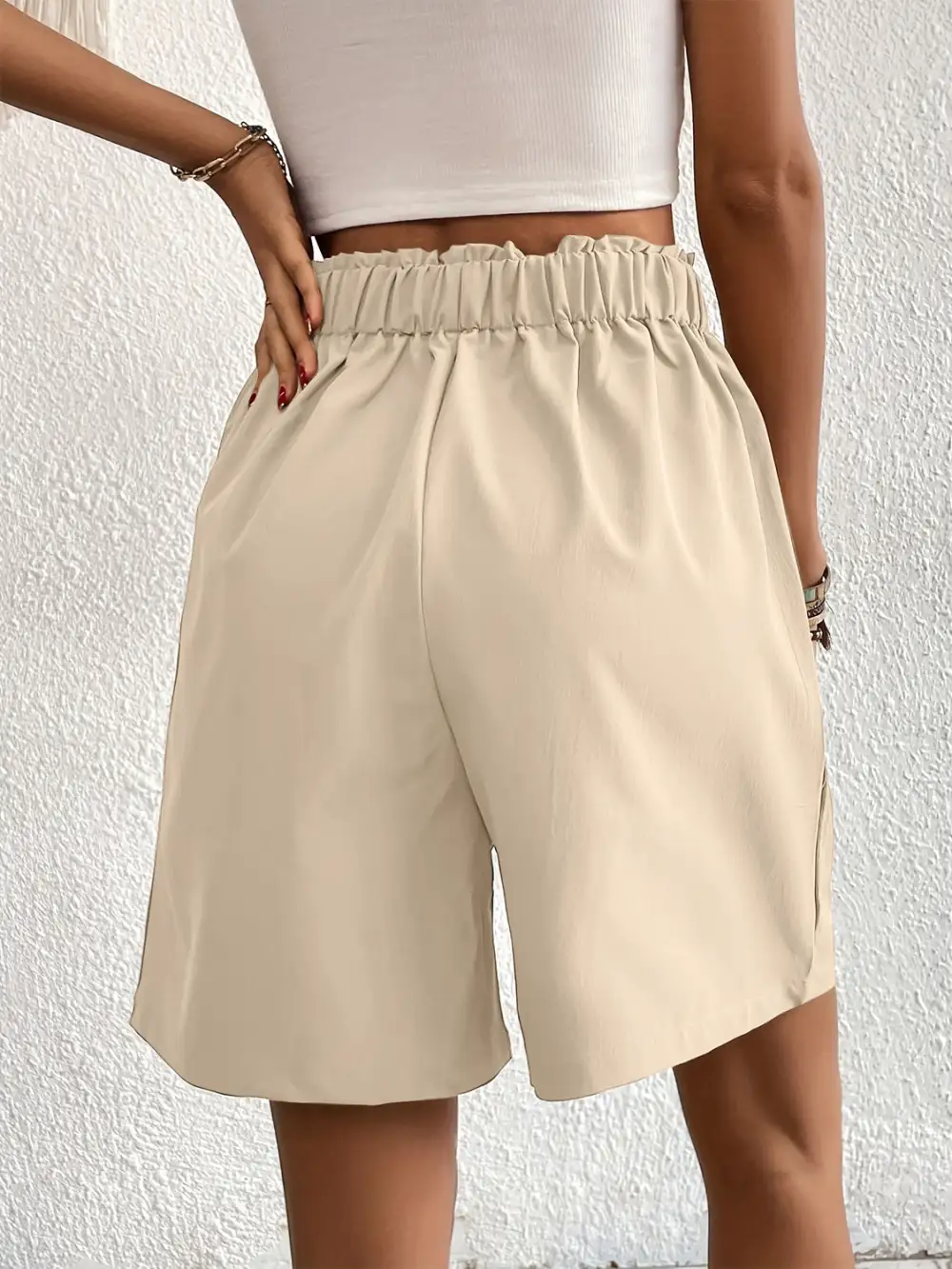 Utility Elastic Waist Pocket Detail Shorts