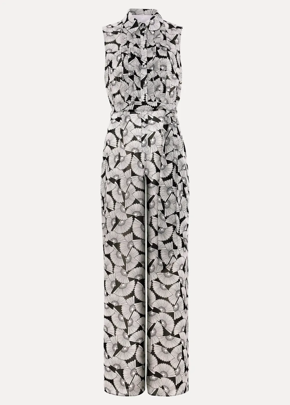 Fashion Sleeveless Lapel Waist Tie Women's Jumpsuit