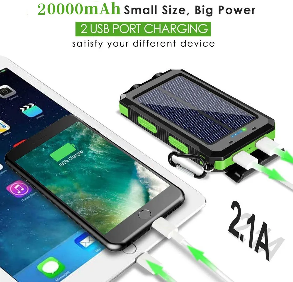 Outdoor multifunctional power bank, wireless charging, solar energy, flashlight