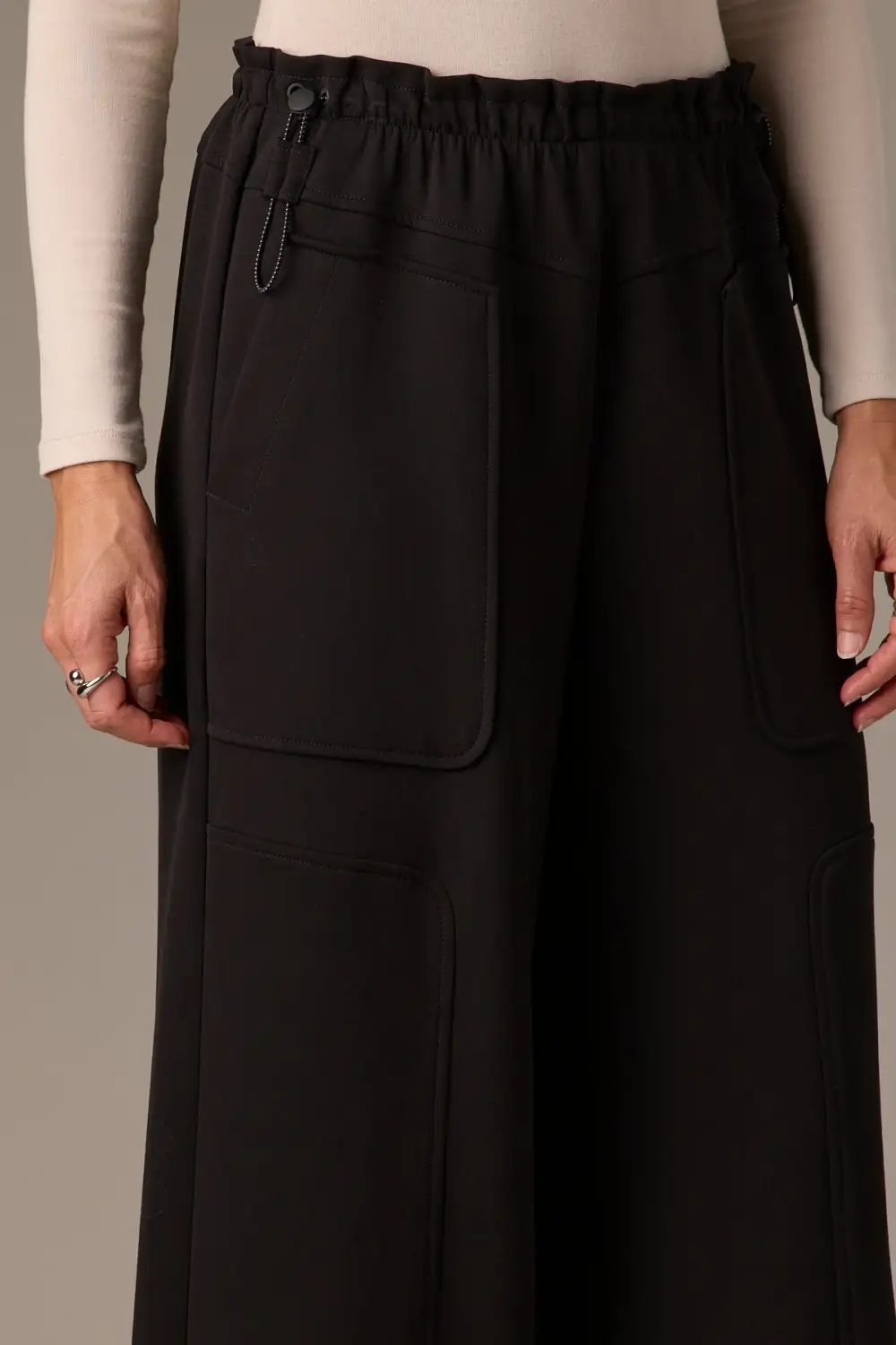 Petite Pull-On Side Slit Wide Leg Pants