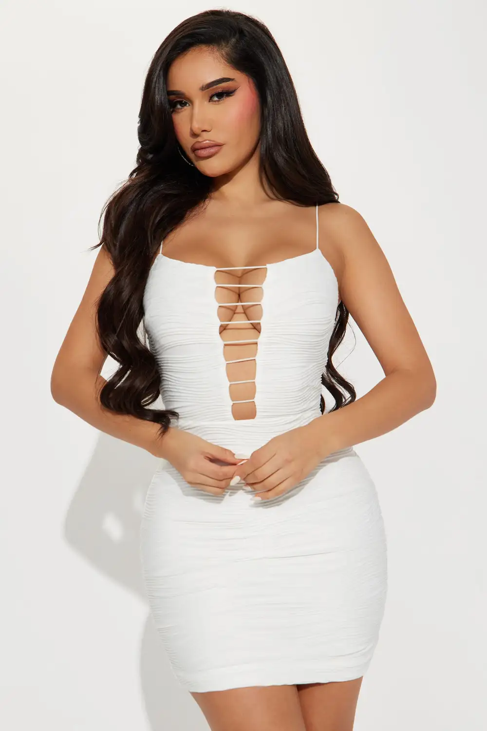 Ria Textured Mini Dress - Ivory