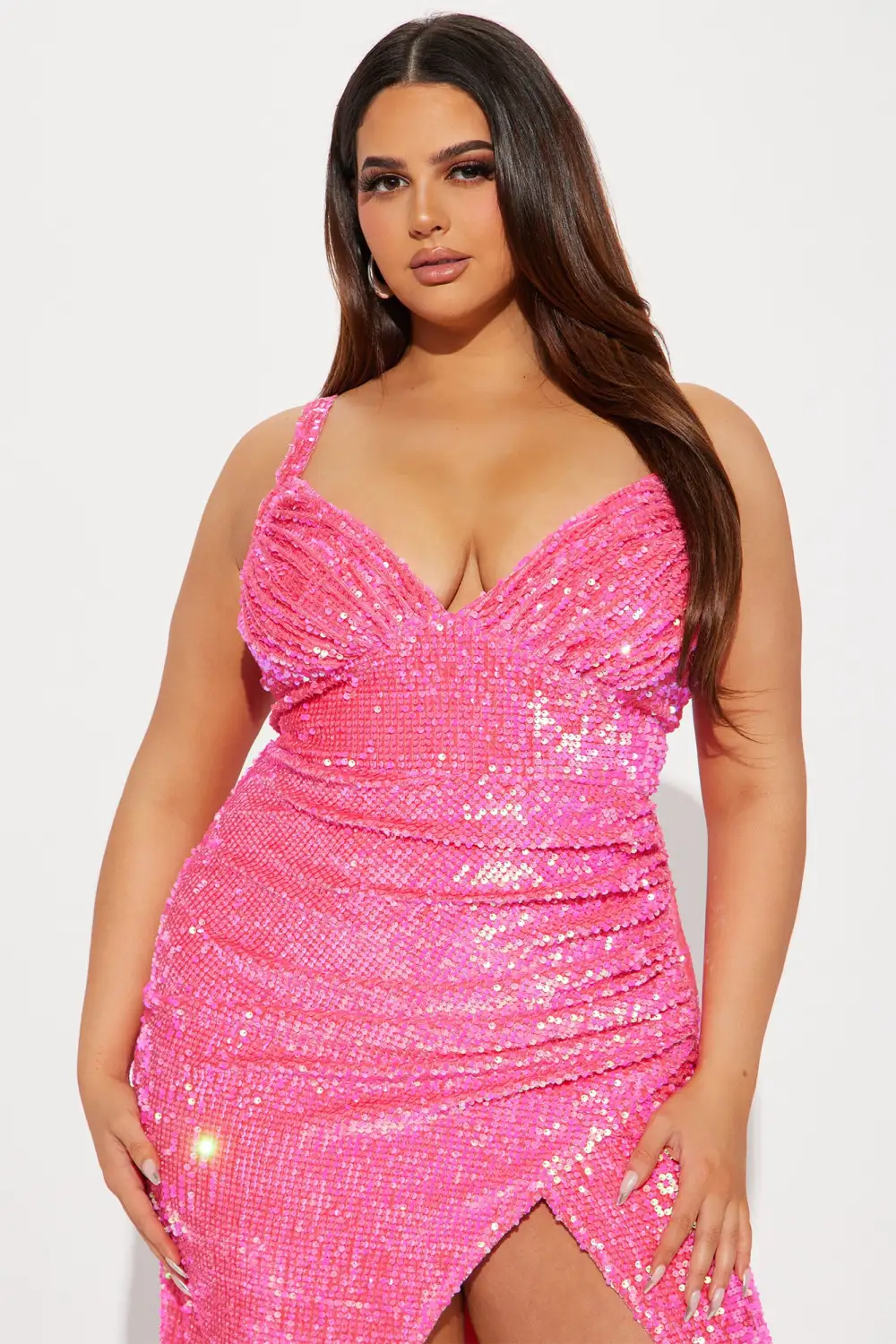 Layla Sequin Midi Dress - Pink