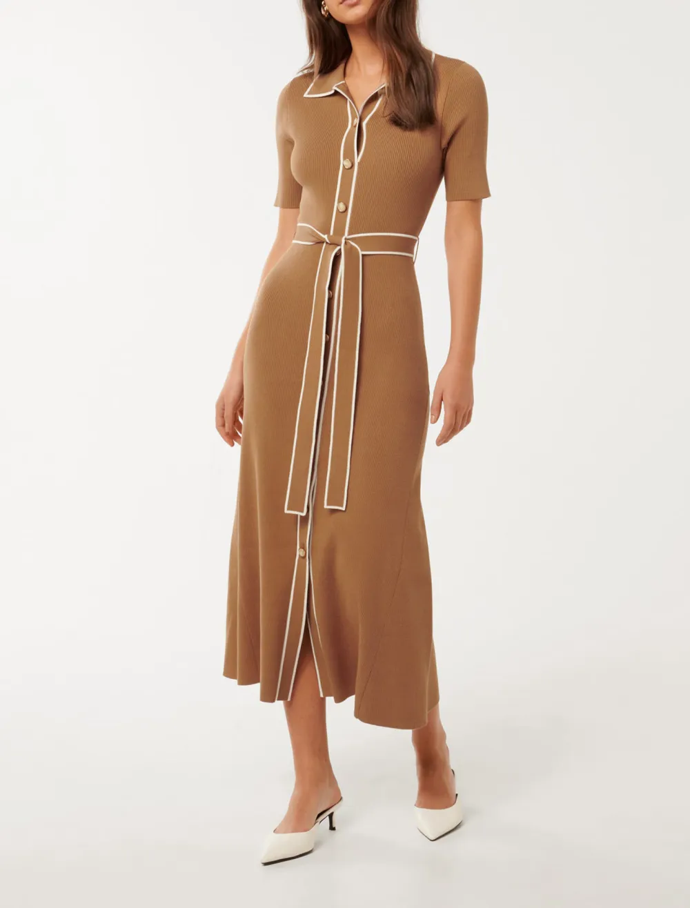 Tipped S/S A-Line Dress