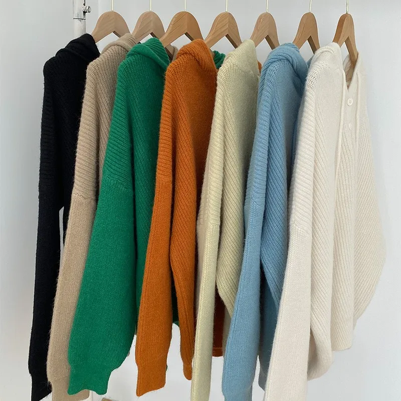 Simple Plain Hooded Sweater