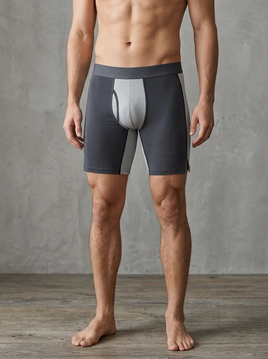 Men's Athletic Performance Grey Colorblock Printed Boxer Briefs