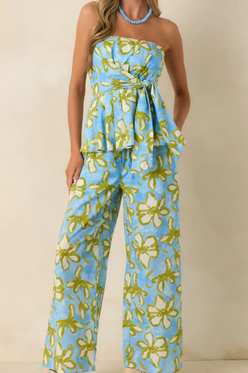 Floral Cotton Relaxed Wide Leg Pants