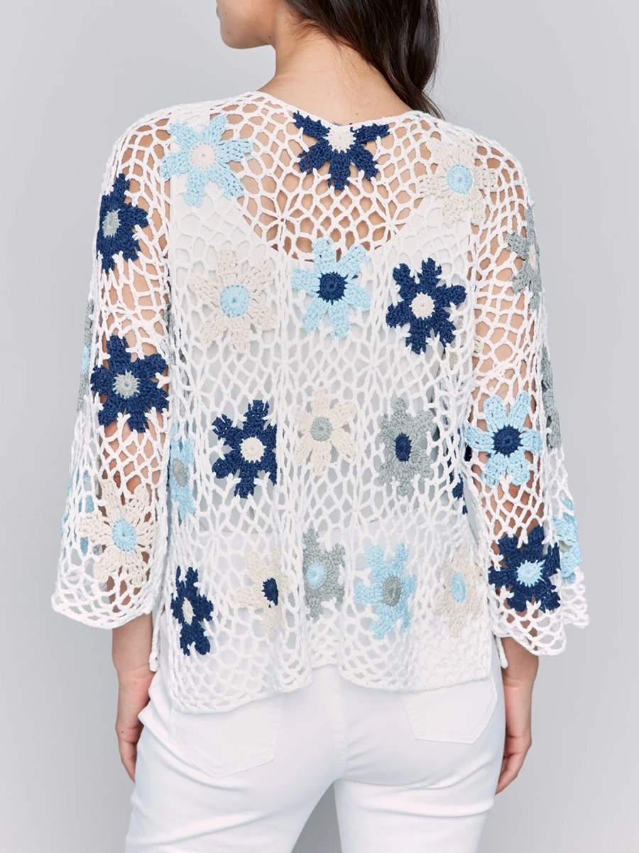 Lively Artistic Floral Women's Hollow Blouse