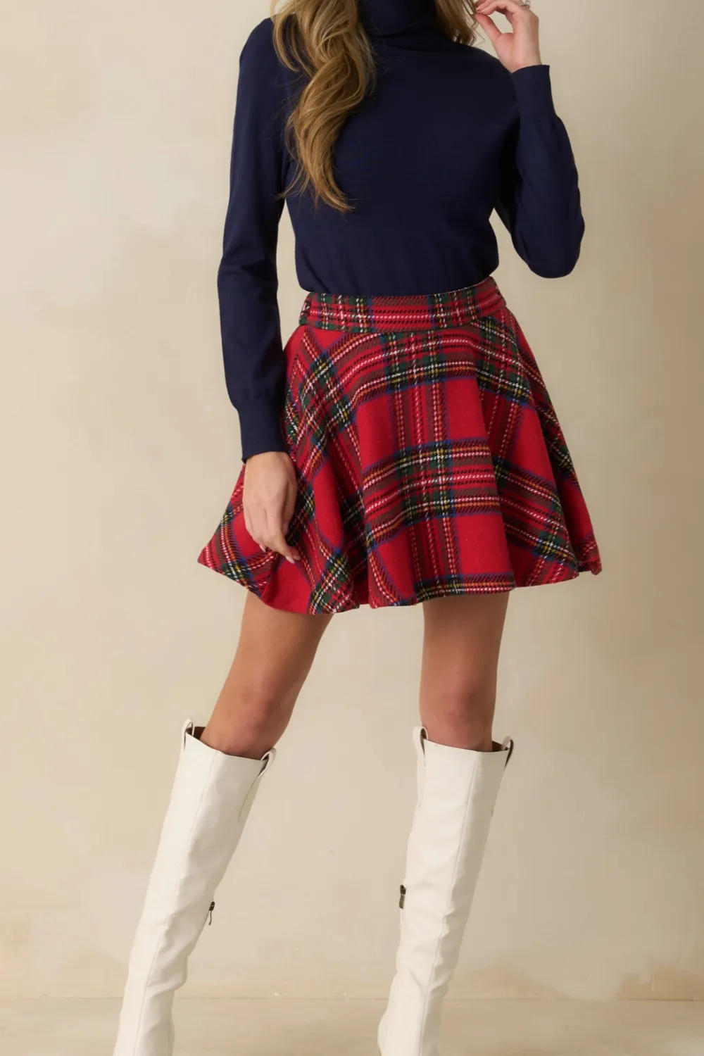 Plaid Flared Mini Skirt