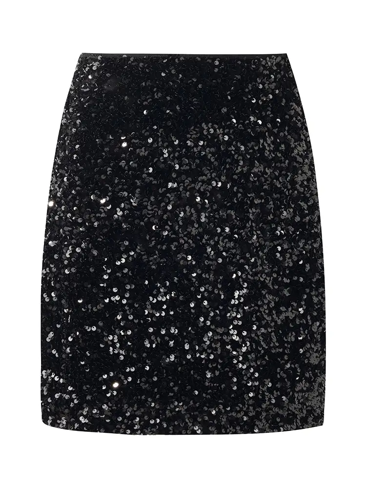 Velvet Sequins Women Mini Skirt