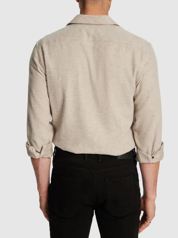 Beige Linen Long Sleeve Shirt