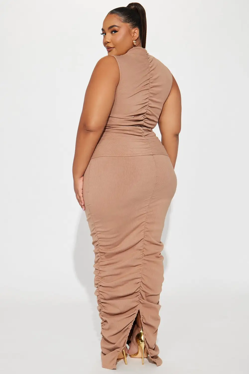 Lilian Snatched Skirt Set - Nude