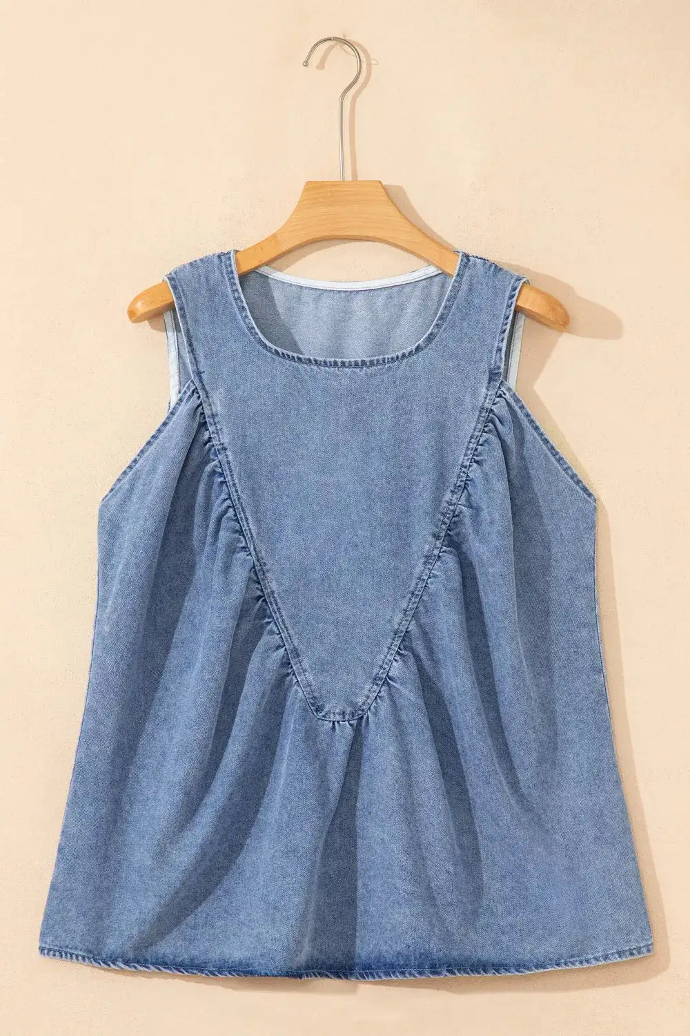 Pleated Patchwork Sleeveless Top