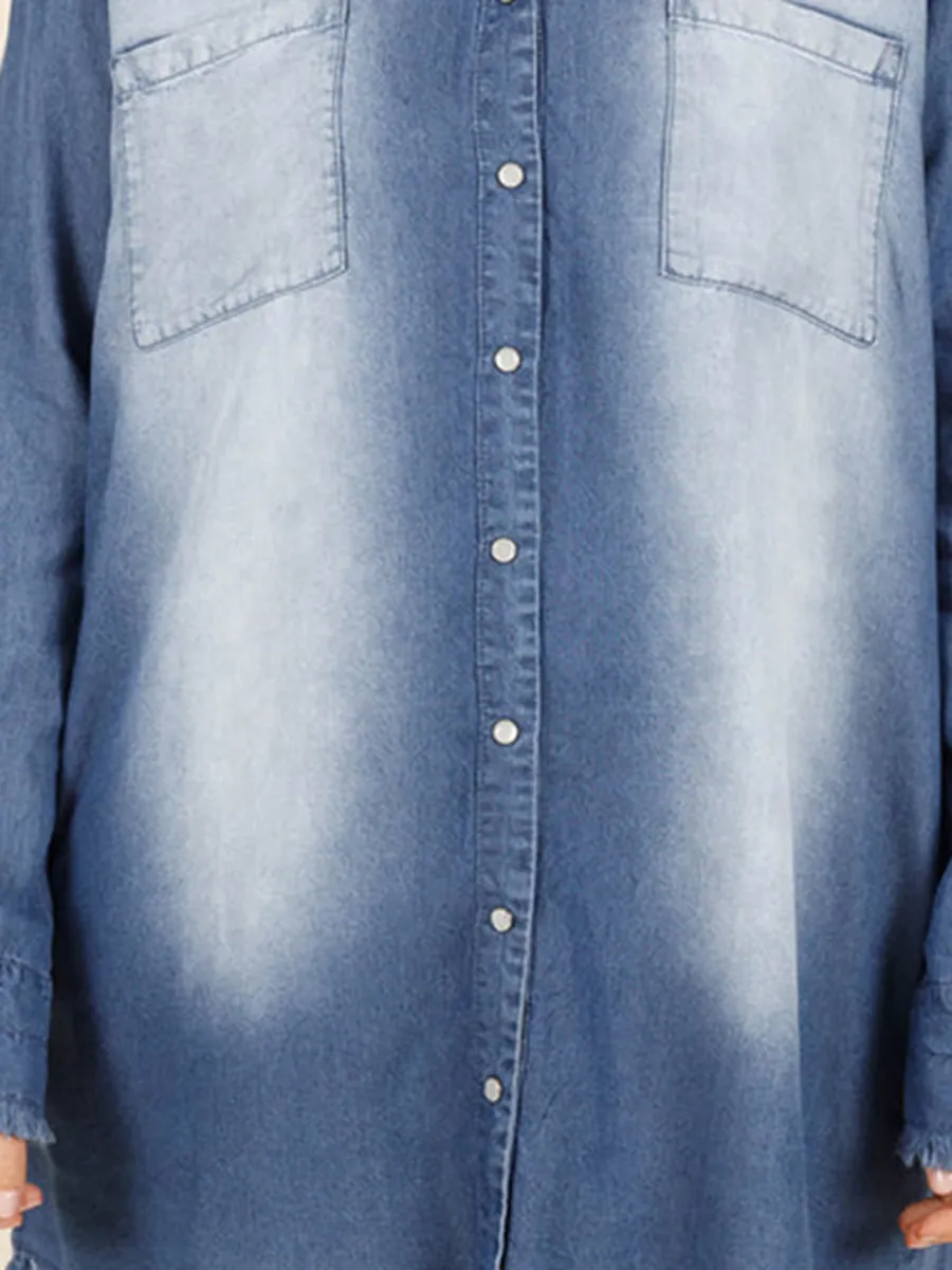 Tassel Pocket Washed Denim Shirt