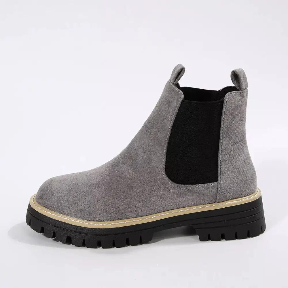 Modern Round Toe Block Heel Boots