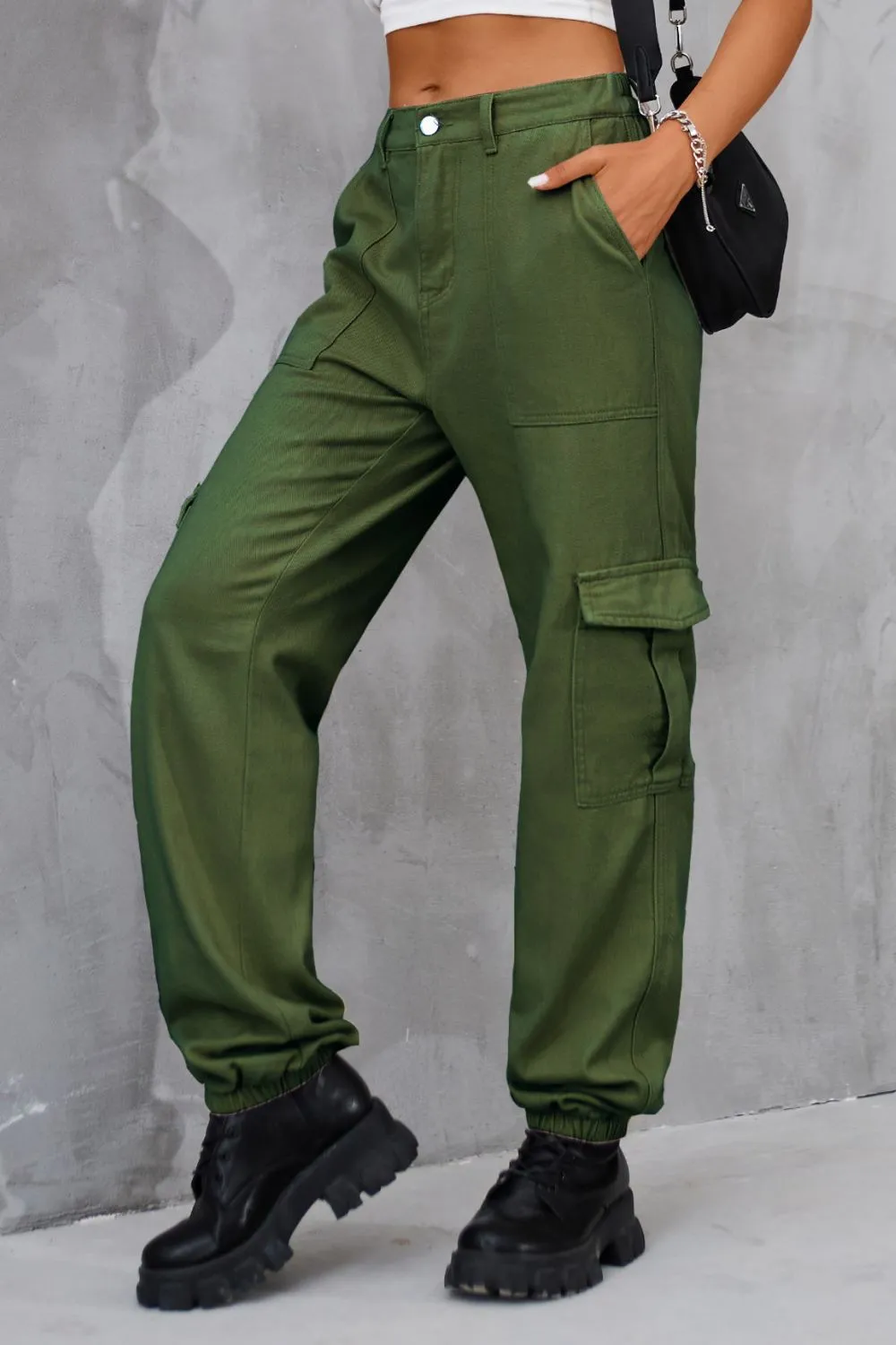 Buttoned High Waist Jeans With Pocket