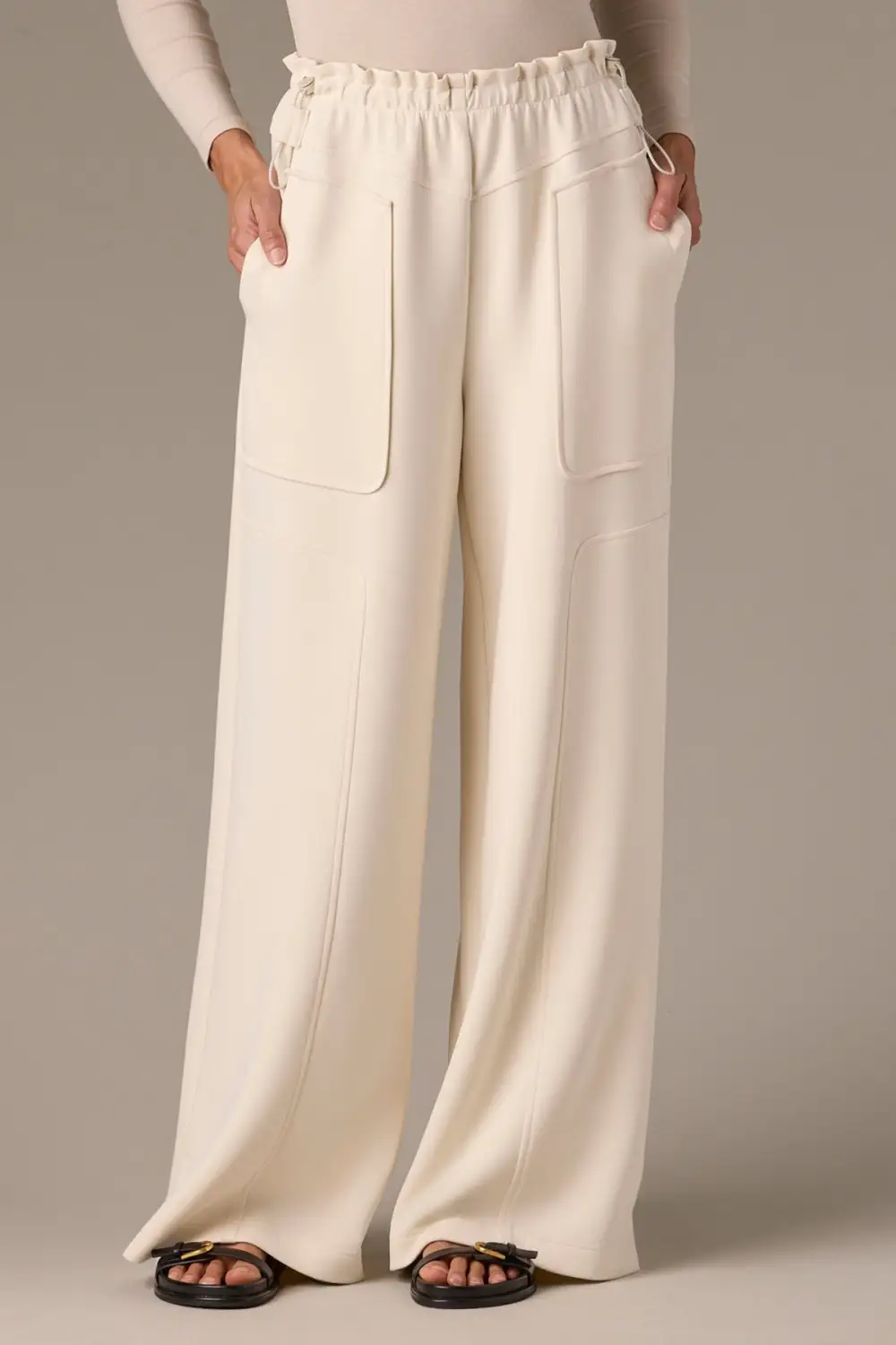 Petite Pull-On Side Slit Wide Leg Pants